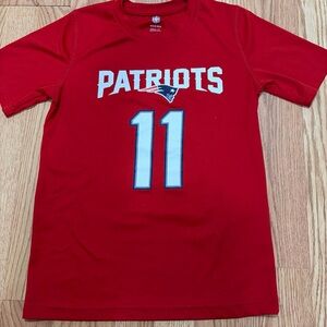 NFL New England Patriots # 11 Edelman Youth M Red Dri Fit Tshirt